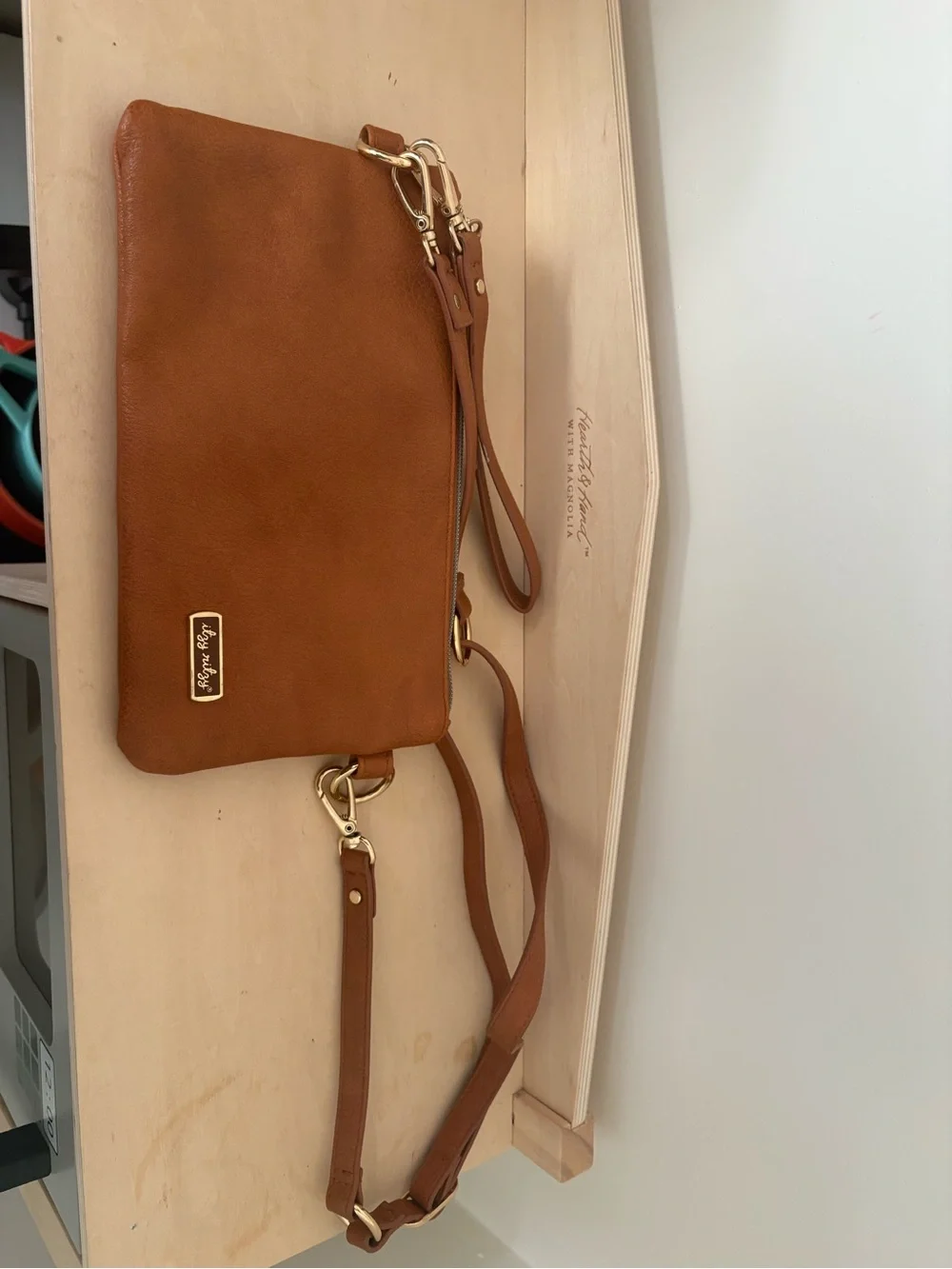 Itzy Ritzy Mini Boss Diaper Bag + Boss Pouch Bundle | Cognac Faux Leather